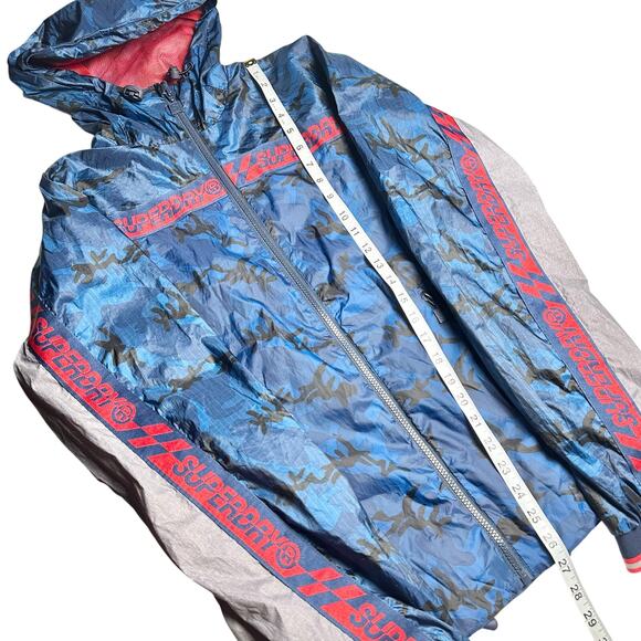 Superdry | Men | Hawk Color Block Cagoule Royal Camo Hooded Jacket | Size Small - Picture 6 of 16